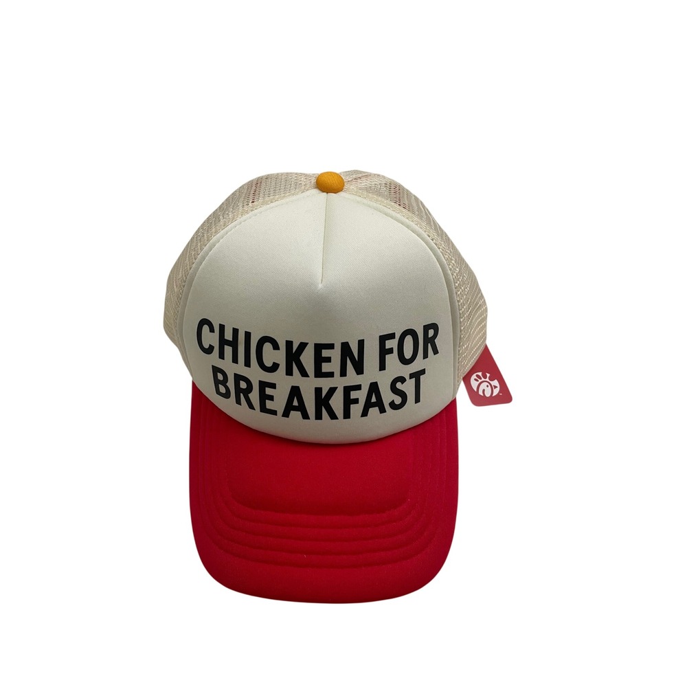 NEW Chick-fil-A Chicken For Breakfast Trucker Hat Red White Chicken Biscuit